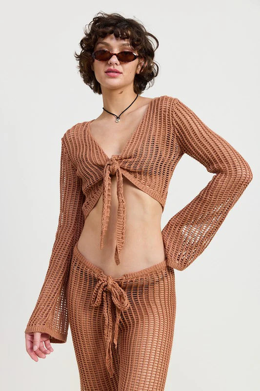 CROCHET CROPPED TOP with FRONT TIE