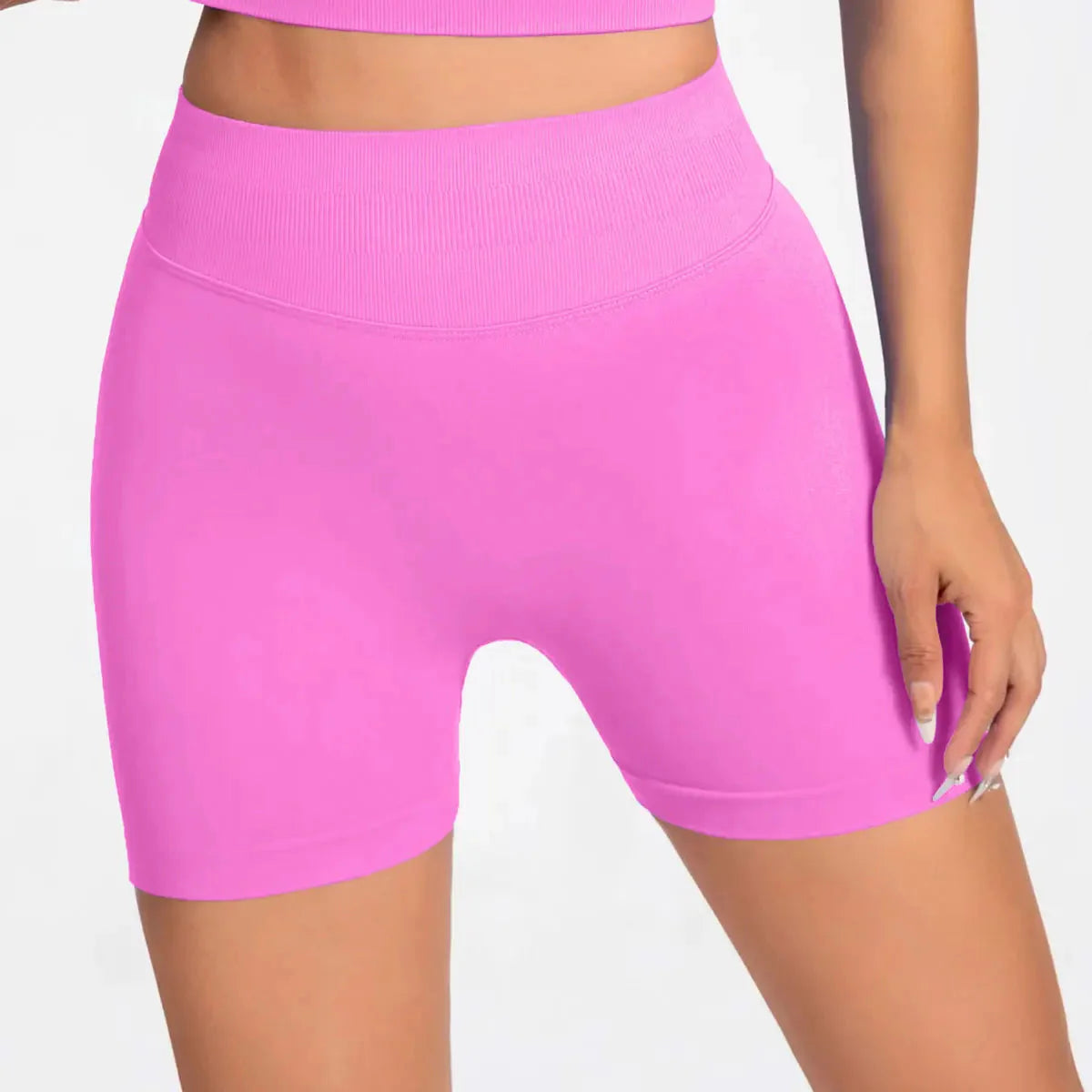 Seamless High-Waist Gym Shorts