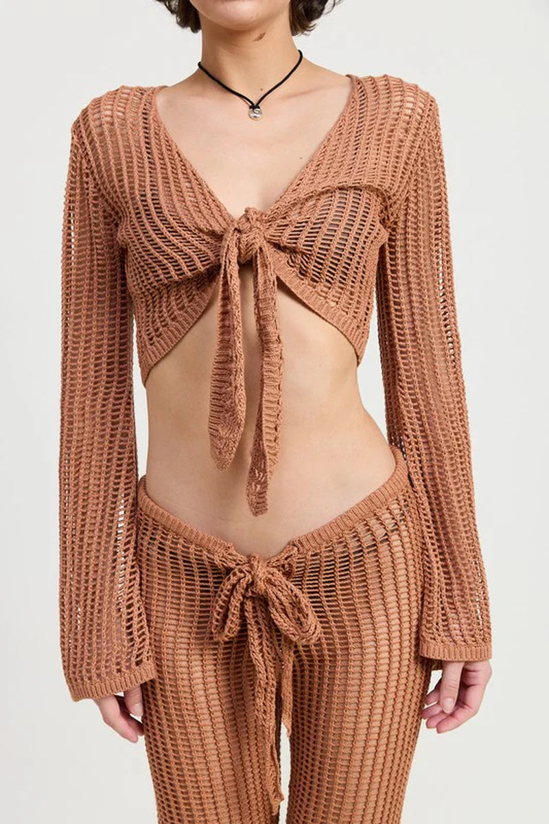 CROCHET CROPPED TOP with FRONT TIE