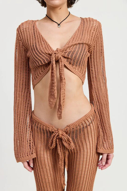 CROCHET CROPPED TOP with FRONT TIE