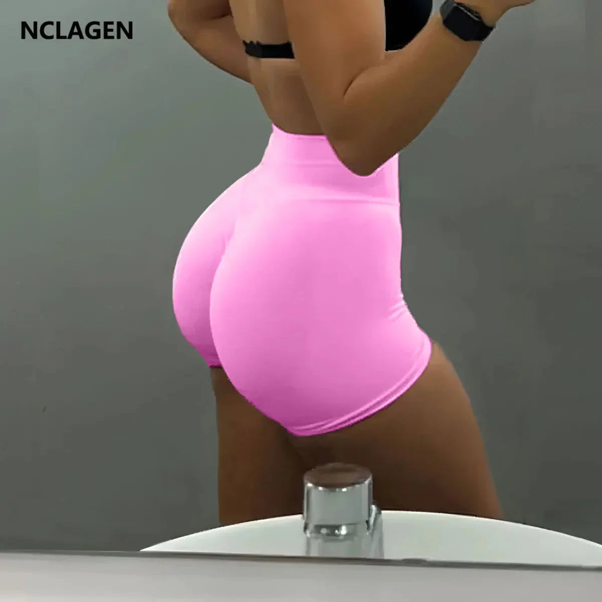 Seamless High-Waist Gym Shorts