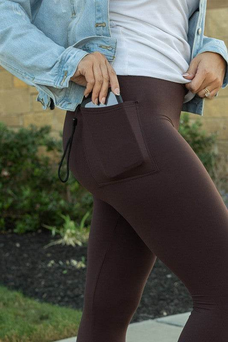 FULL LENGTH Brown Solid Leggings R2