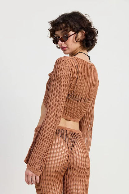 CROCHET CROPPED TOP with FRONT TIE