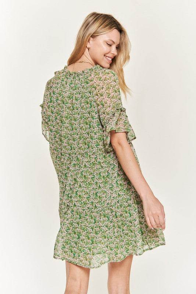 Floral Print V-Neck Mini Dress JBJ1054-1