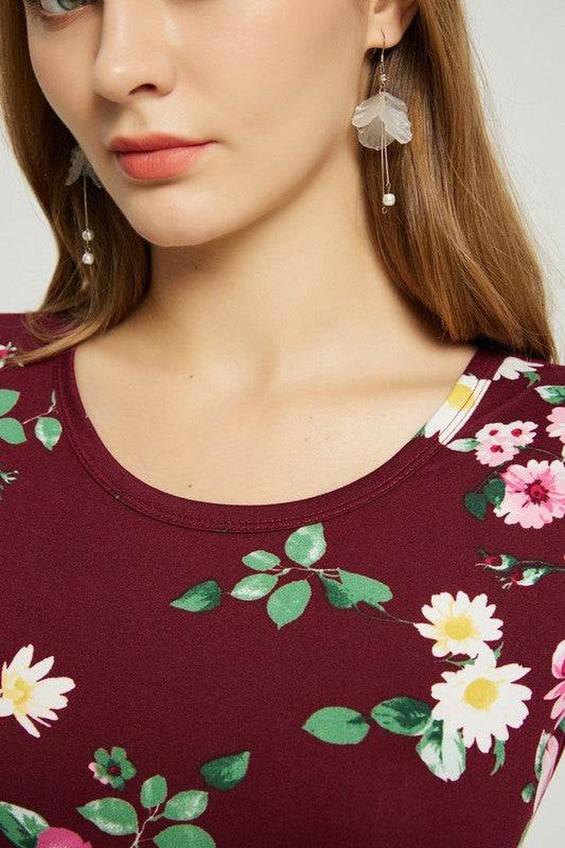 Womens Summer Casual Floral Maxi Dress with Pocket