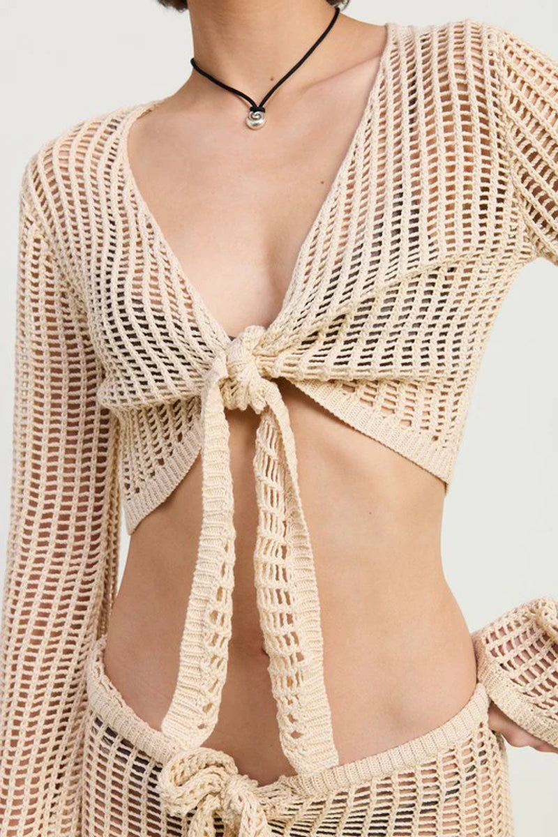 CROCHET CROPPED TOP with FRONT TIE