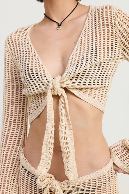 CROCHET CROPPED TOP with FRONT TIE